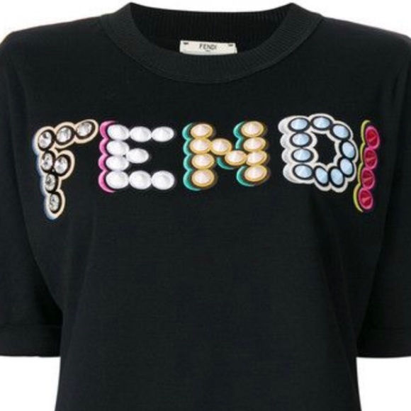 SOLD Authentic Fendi Studded Logo T Shirt - Picture 4 of 7